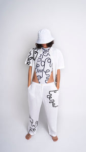 Hand Painted • White Trousers