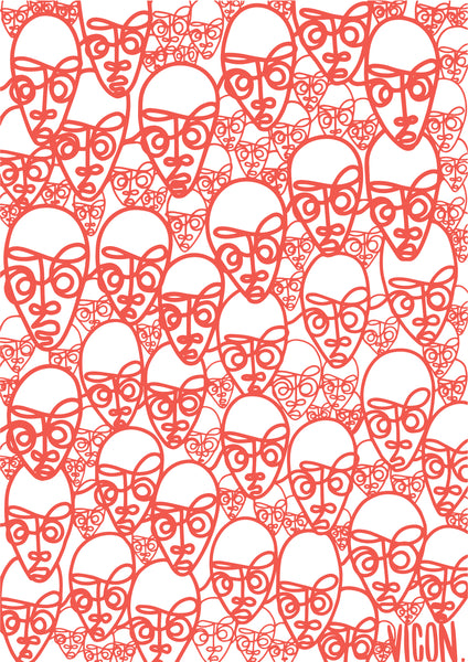 Colourful one line faces poster